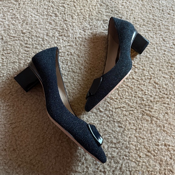 Carolina Espinosa Liner Black Glitter Pumps Heels Size 8.5 - Picture 3 of 6